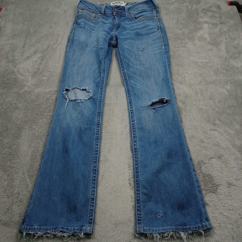 Ariat Jeans Womens 30 Blue Denim Bootcut Mid Rise Cowgirl Western Distressed